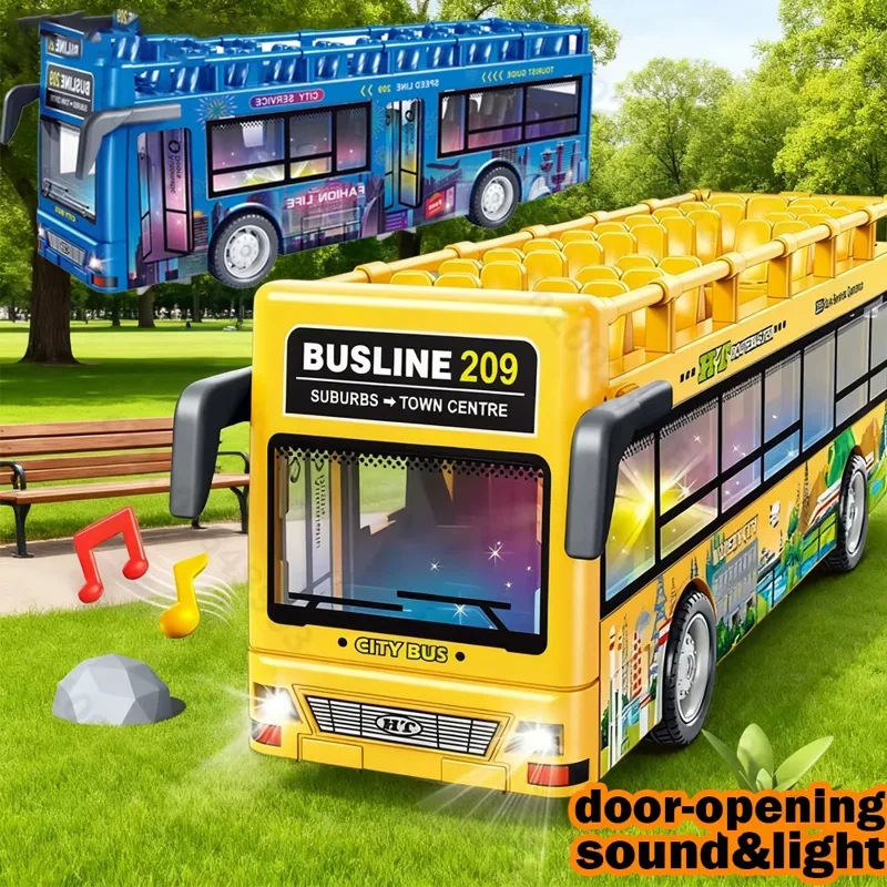 Party Games Bus - Double Decker Sightseeing Bus Model Diecast