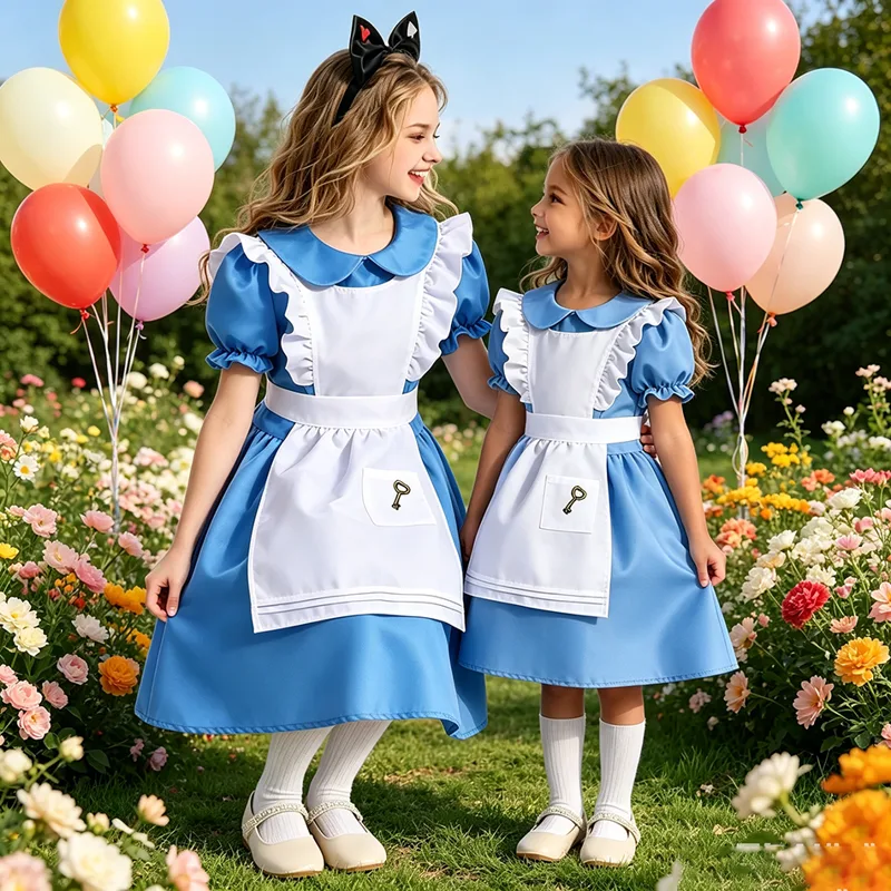 Party Games Alice In Wonderland - Children Girls Blue Alice Wonderland Dress