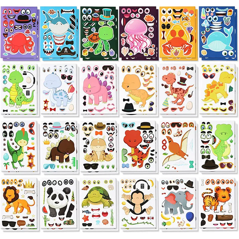 12/24 Sheets Make a Face Stick - огляд і ціна Zoo Party Games