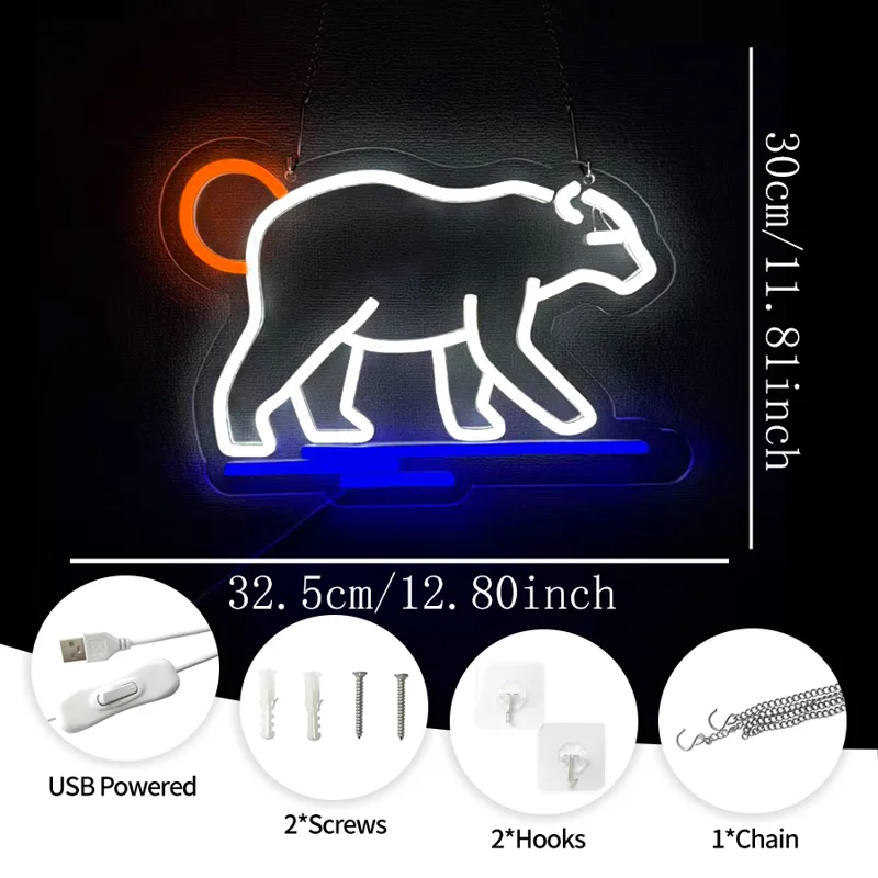 Polar Bear Neon Sign For Wall  - огляд і ціна Zoo Party Games