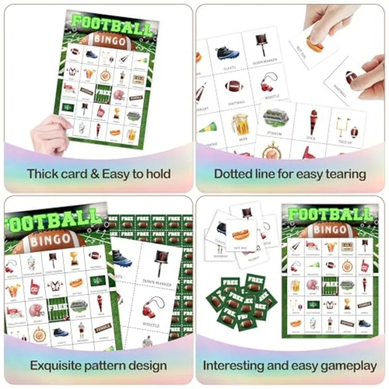 Football Party Bingo Game Card - огляд і ціна Party Games For Large Groups